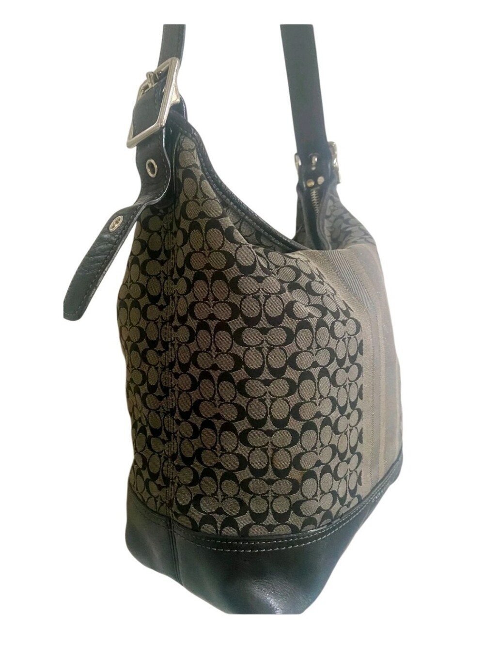 Coach Legacy 19918 Signature Stripe Duffle Bag Shoulder Bag EUC 2012 - Picture 2 of 7